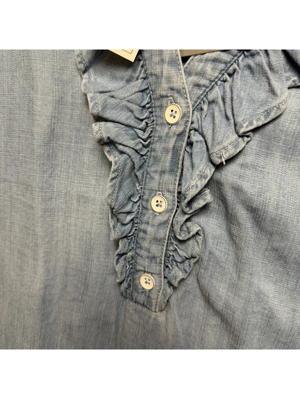 Wit & Wisdom Top Womens Sz 2XL Chambray Ruffles Sleeveless Cowgirl Lyocell NWT
